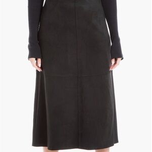 Max Studio Faux Suede Black Midi Skirt - S